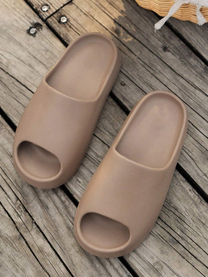 Women Simple and Comfortable Open Toe Plastic Slippers, Lightweight Waterproof Anti-Skid Thick-Soled Sandals, Suitable for Wearing in Bathroom, Student Dormitory, Swimming Pool, Beach