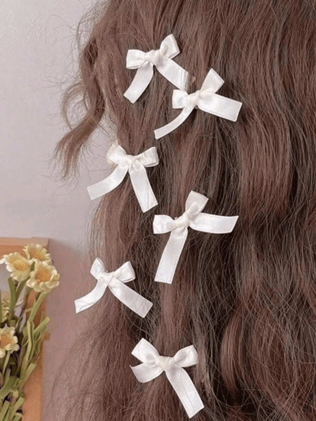 18Pcs Cute & Elegant White Ribbon Bow Hair Clips for Little Girls in Ballet Style