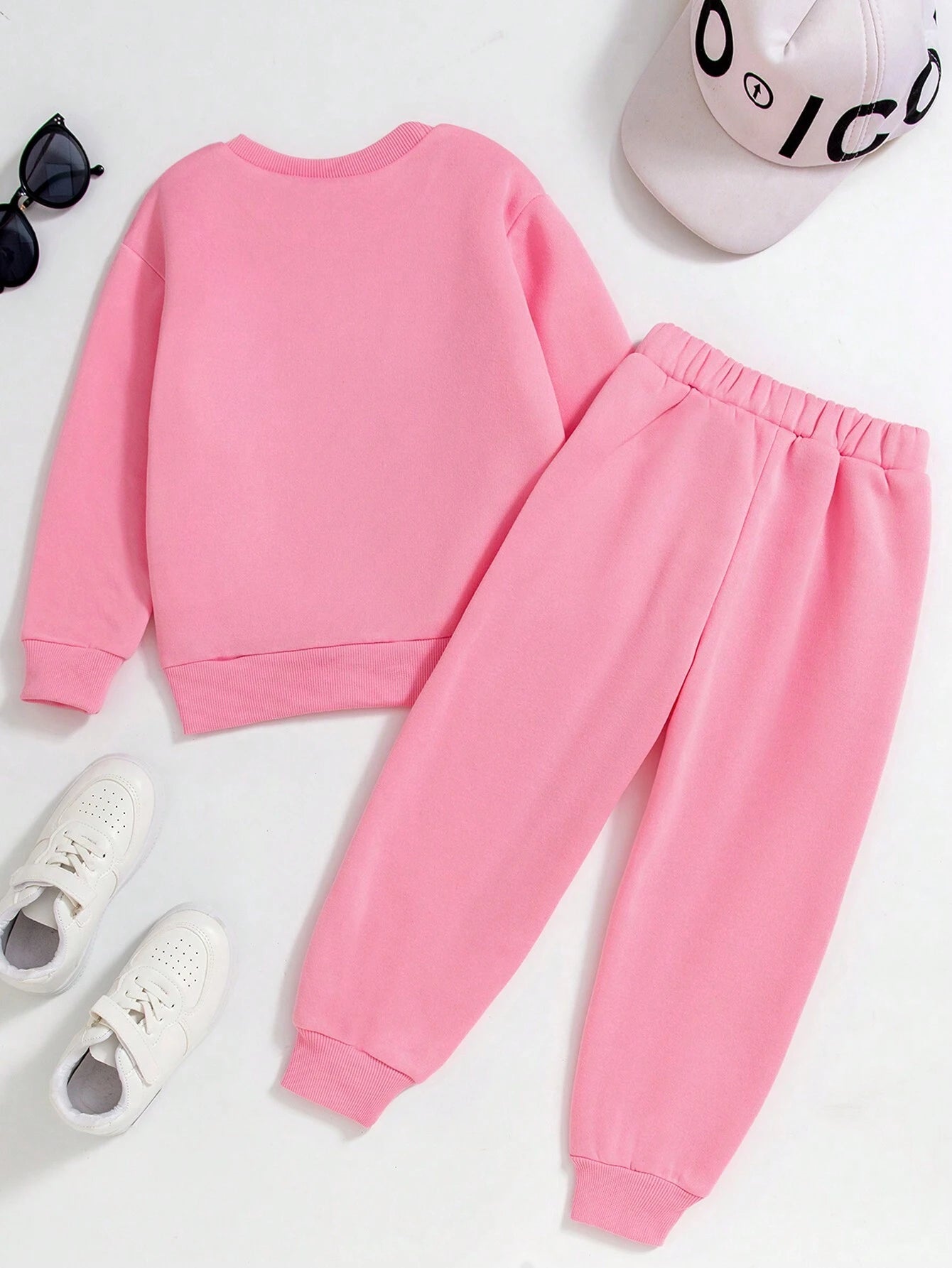 Young Girl Pink Sports Leisure 2Pcs Outfits for Spring and Autumn