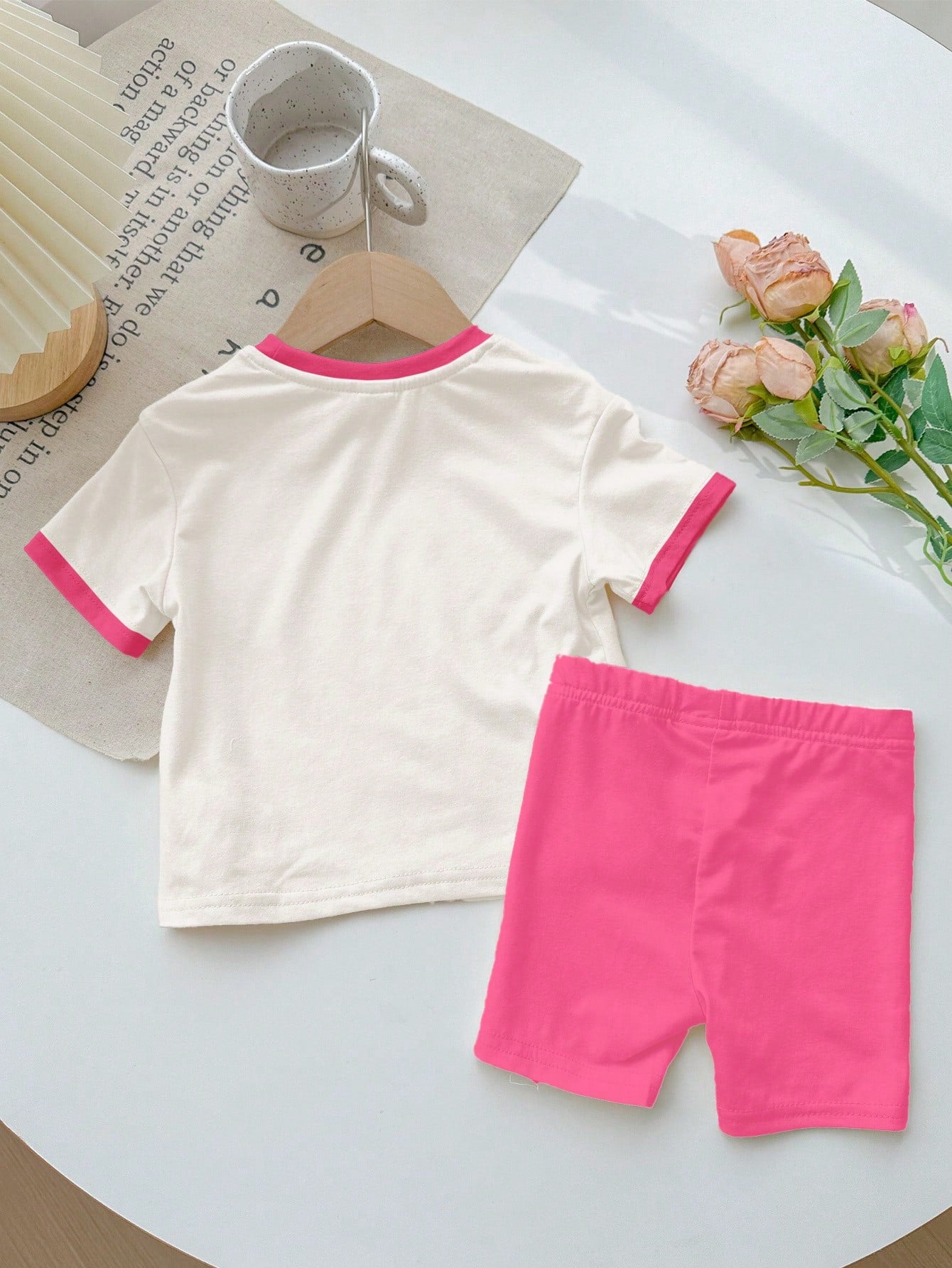 Tie-Dye Heart Design, Young Girls' Casual Simple Short Sleeve T-Shirt and Shorts Set, Suitable for Summer Young Girl Two Piece Setkids Two Piece Setskids Streetwear