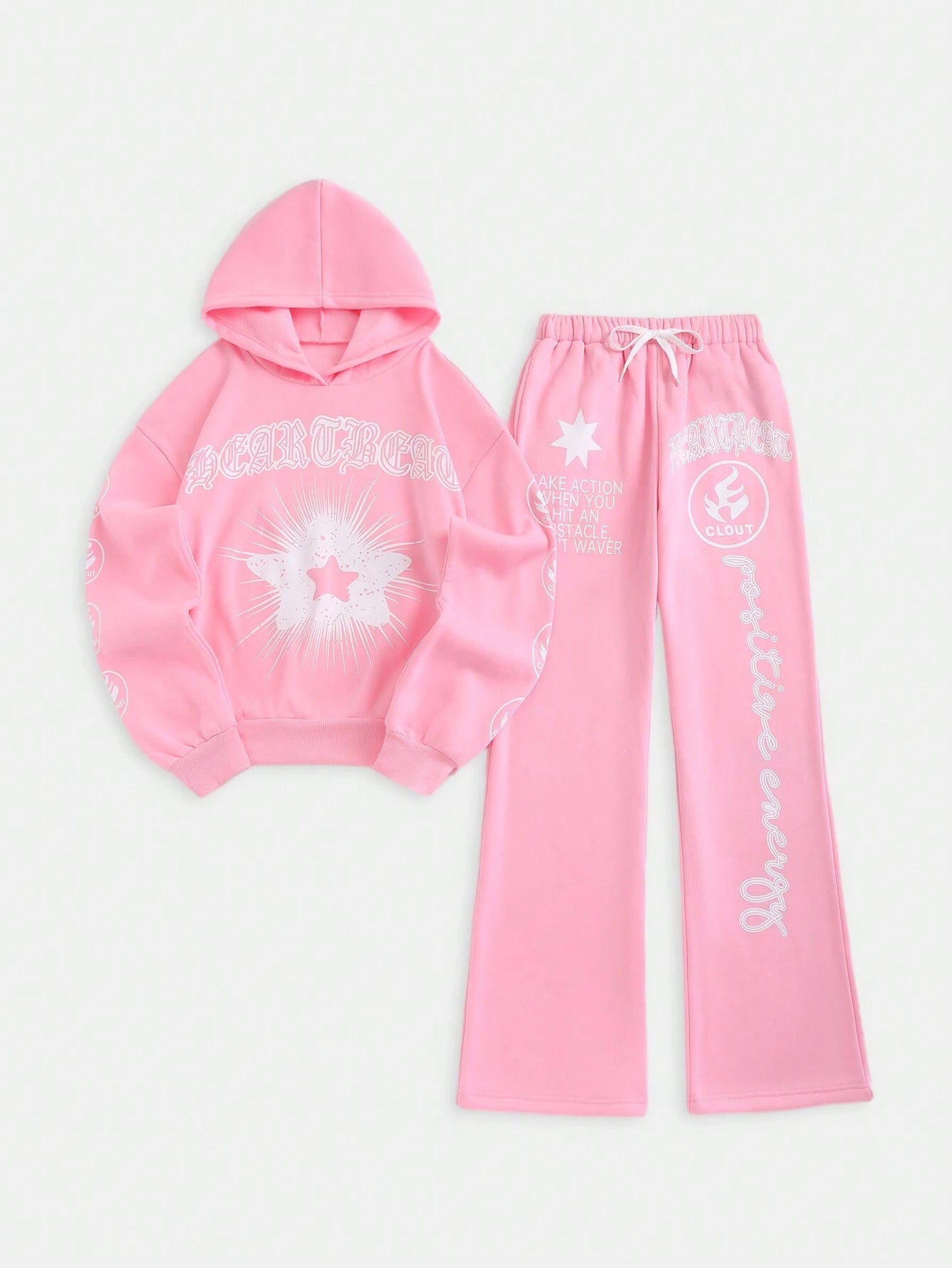 Streethx Hooded Sweatshirt and Pants Set with Printed Pattern