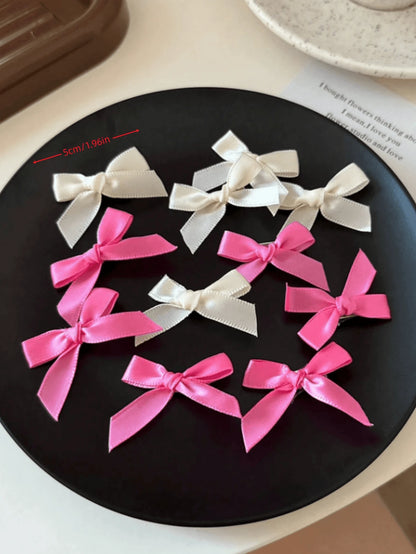 18Pcs Cute & Elegant White Ribbon Bow Hair Clips for Little Girls in Ballet Style