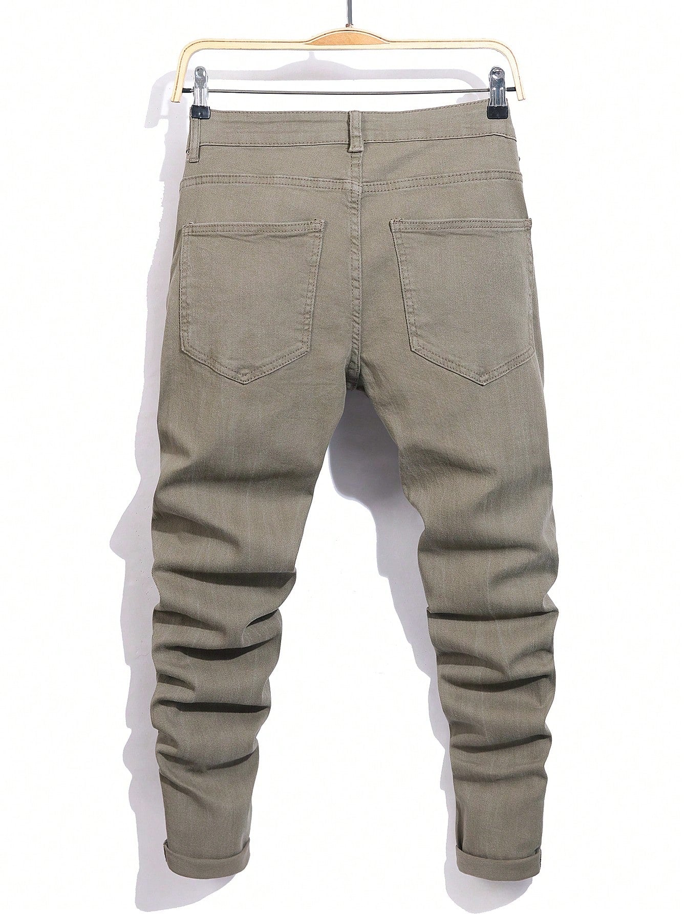 Manfinity LEGND Men'S Slim-Fit Denim Pants with Pockets and Distressed Design for Daily and Travel