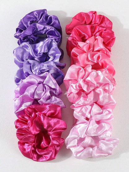 30 Pcs Random Color Satin Scrunchies Hair Ties for Girls, Elastic Hair Bands with Colorful Ribbons, Ponytail Holders for Daily Use