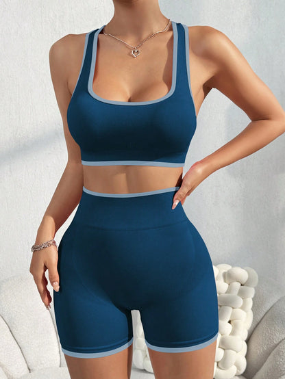 Sport Studio Ribbed Knit Wideband Waist Sports Set Workout Women Set