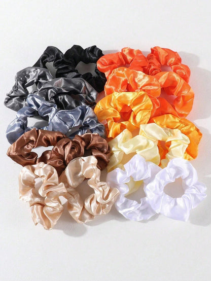 30 Pcs Random Color Satin Scrunchies Hair Ties for Girls, Elastic Hair Bands with Colorful Ribbons, Ponytail Holders for Daily Use