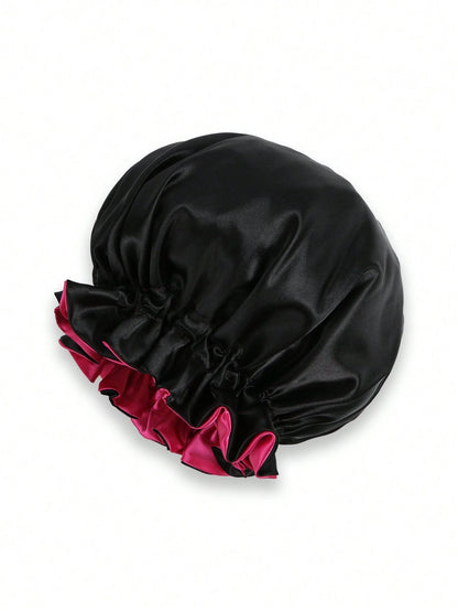 Color Block Satin Sleeping Hat Silk Bonnet Satin Bonnet Valentine'S Day