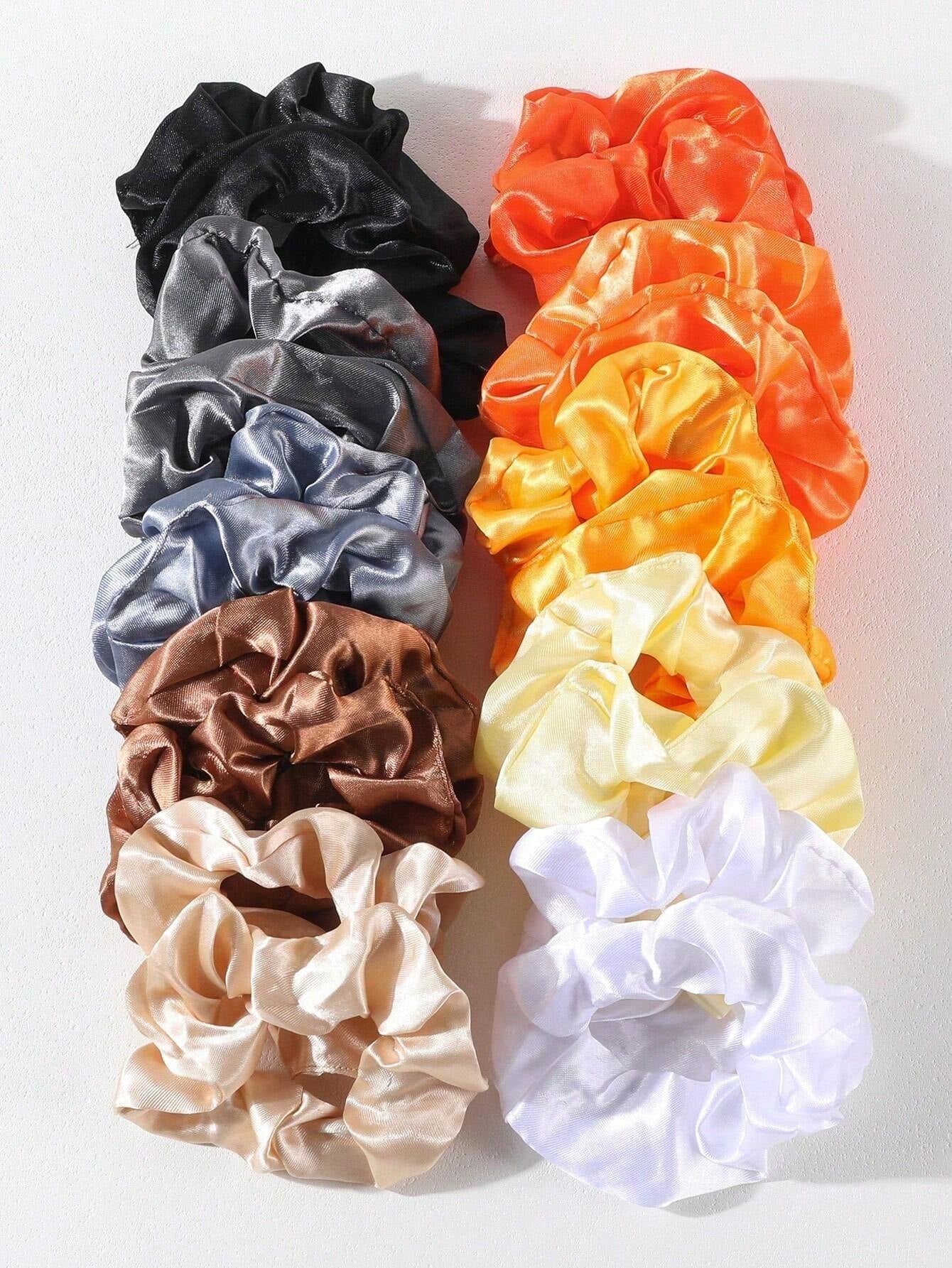 30 Pcs Random Color Satin Scrunchies Hair Ties for Girls, Elastic Hair Bands with Colorful Ribbons, Ponytail Holders for Daily Use