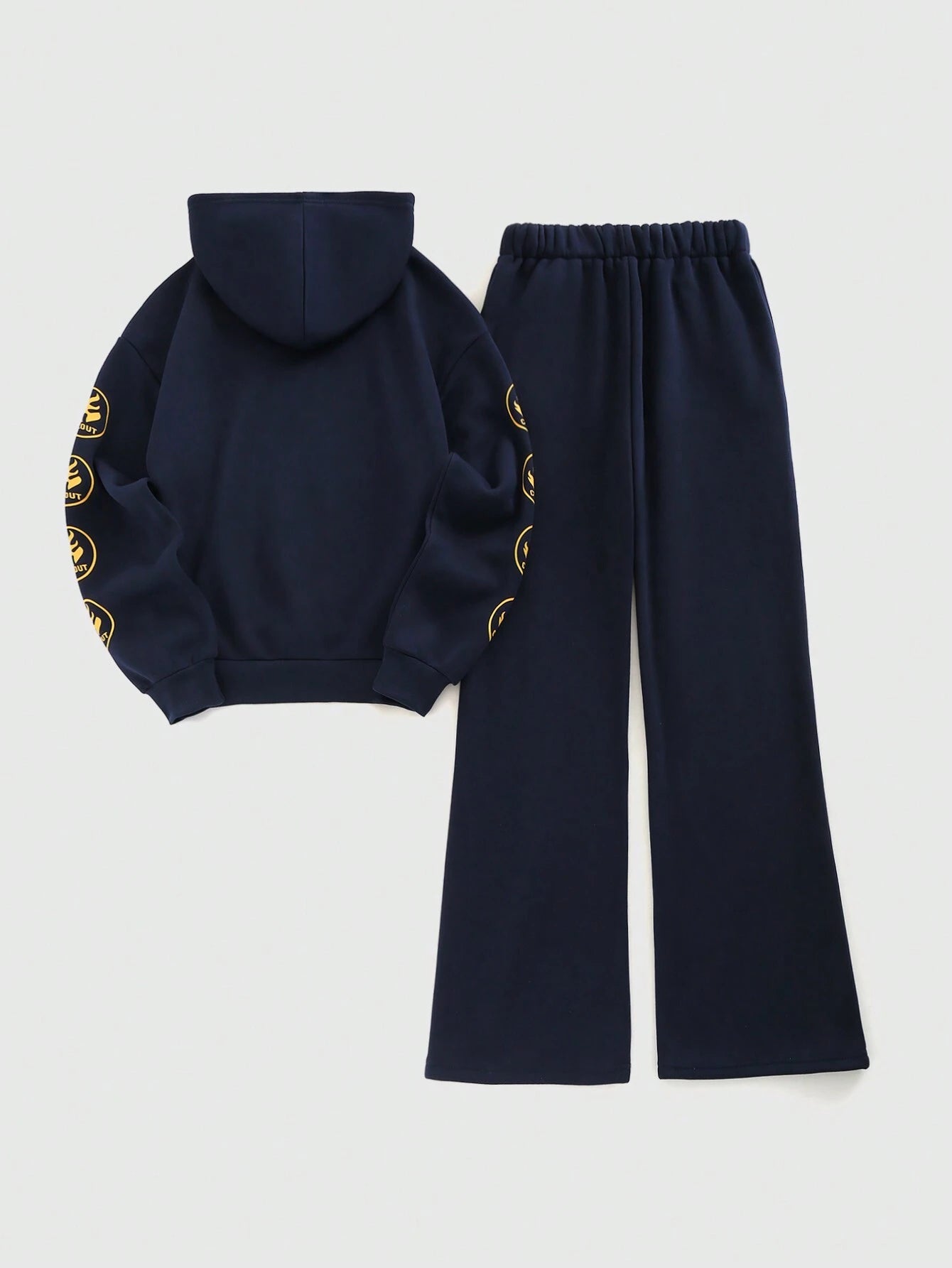 Streethx Hooded Sweatshirt and Pants Set with Printed Pattern