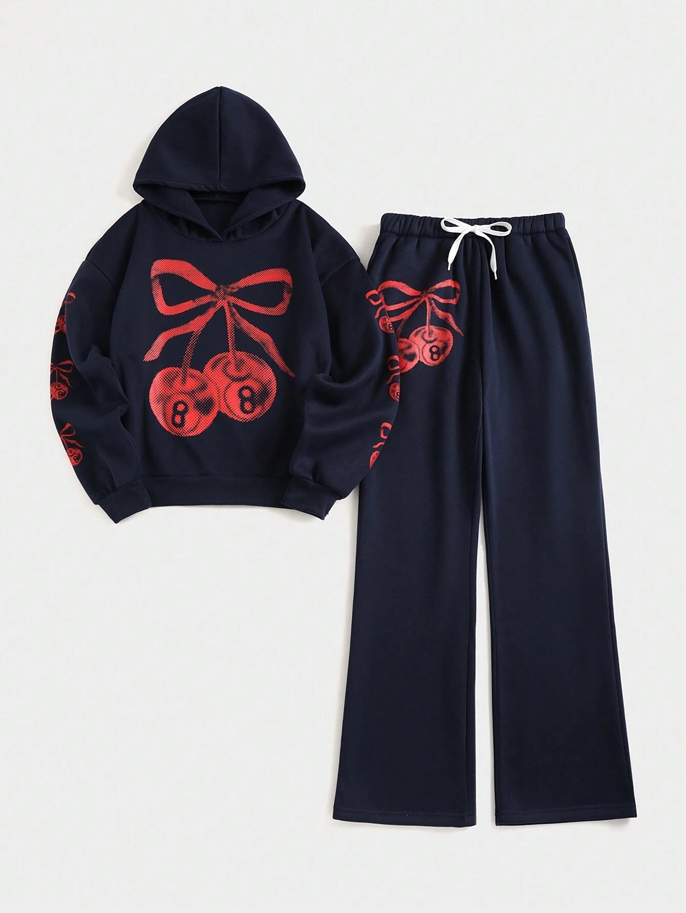 Streethx Hooded Sweatshirt and Pants Set with Printed Pattern