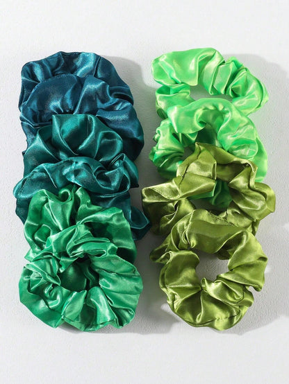 30 Pcs Random Color Satin Scrunchies Hair Ties for Girls, Elastic Hair Bands with Colorful Ribbons, Ponytail Holders for Daily Use