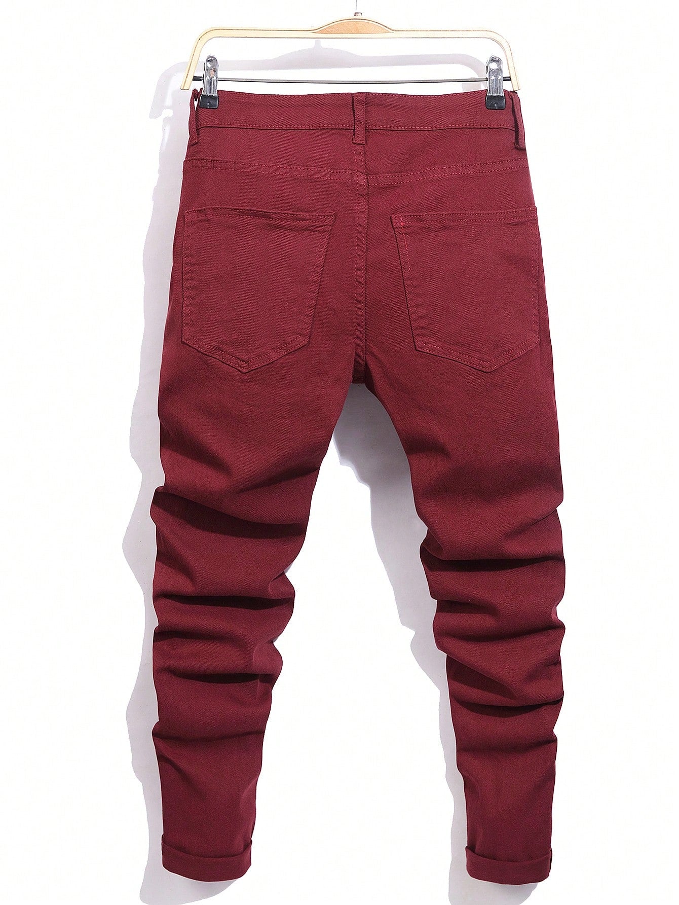 Manfinity LEGND Men'S Slim-Fit Denim Pants with Pockets and Distressed Design for Daily and Travel