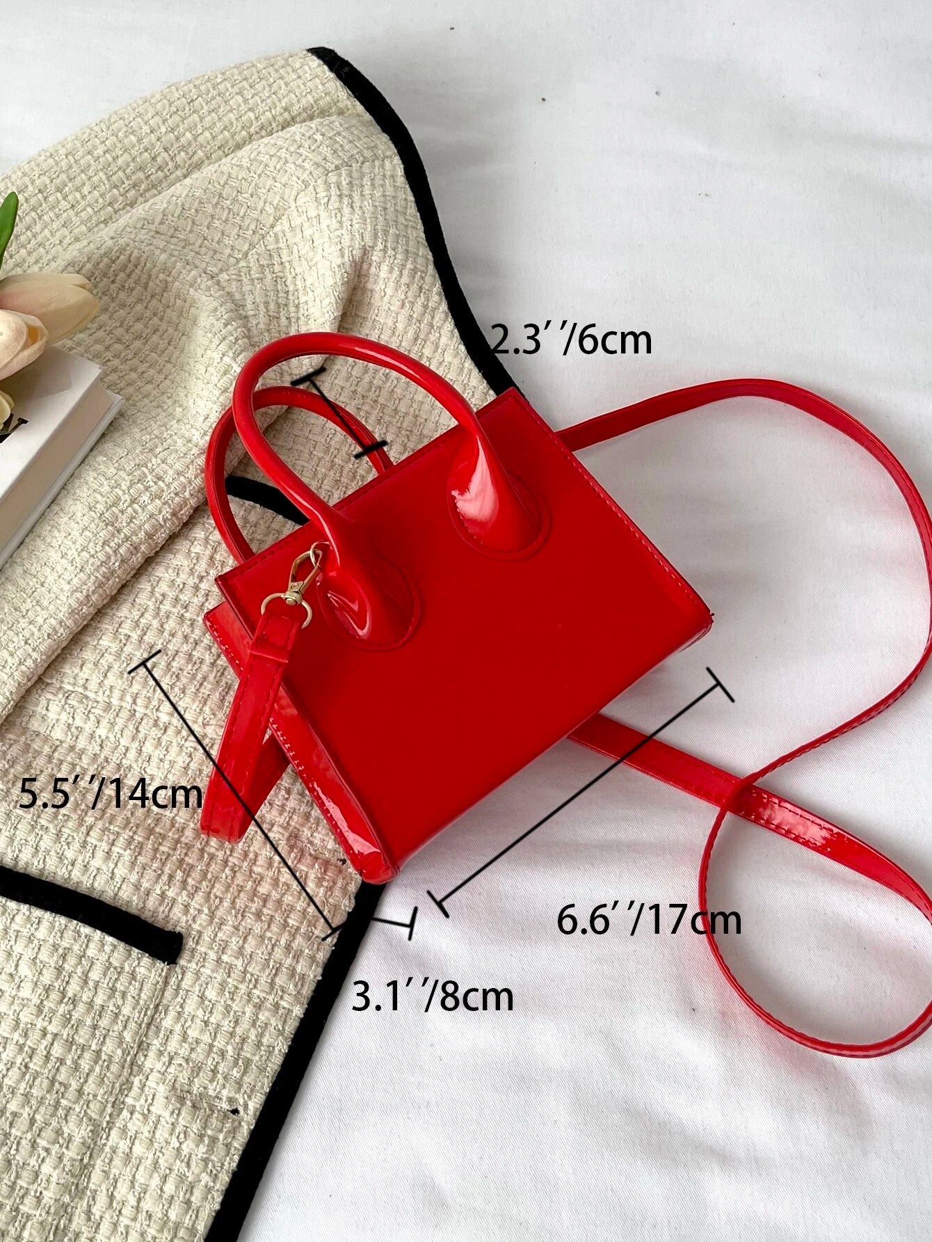 Valentine'S Day Gifts Mini Fashionable Solid Color PU Leather Handbag & Crossbody Bag, Lipstick Pouch