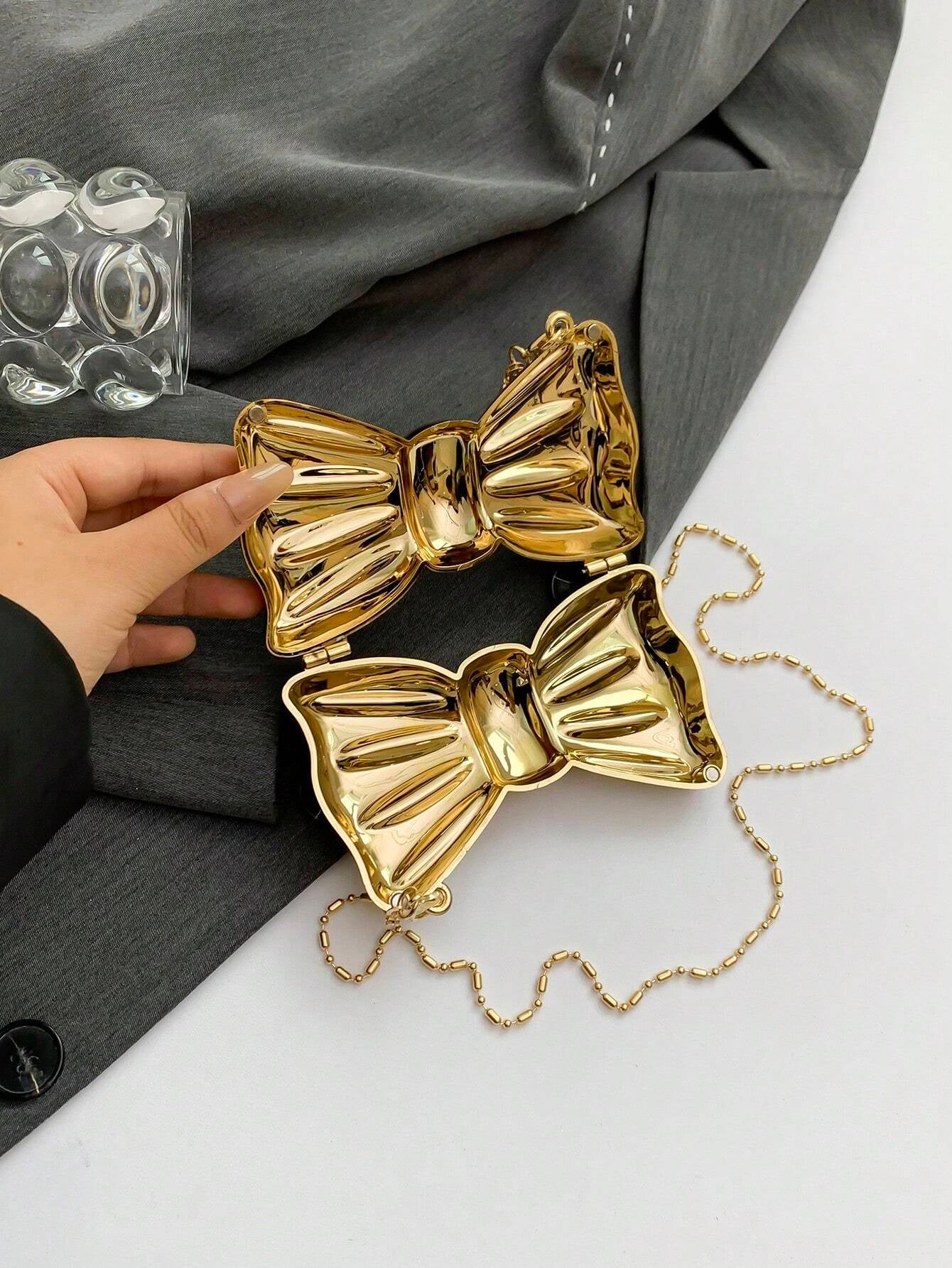 1Pc Acrylic Bow Shaped Mini Evening Bag, Women Fashion Chain Strap Crossbody Clutch Purse for Party and Date, Perfect for Party Wedding Prom Dinner/Banquet, Matching with Holiday Party Dress Evening Dress & Sequin Dress, Perfect Valentines Day Gift for Her, Perfectly Matching with New Years Outfit, Best Valentine'S Gift Choice Ever Valentines