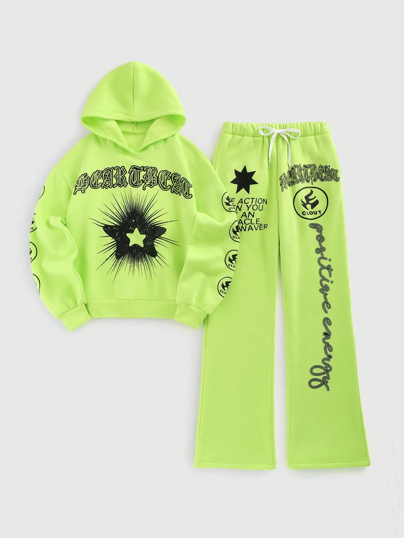 Streethx Hooded Sweatshirt and Pants Set with Printed Pattern