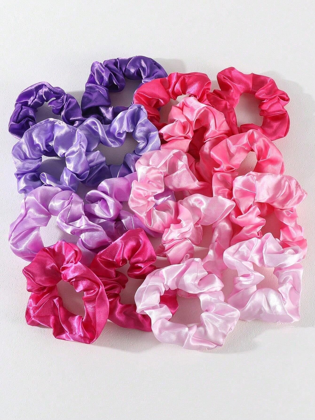 30 Pcs Random Color Satin Scrunchies Hair Ties for Girls, Elastic Hair Bands with Colorful Ribbons, Ponytail Holders for Daily Use