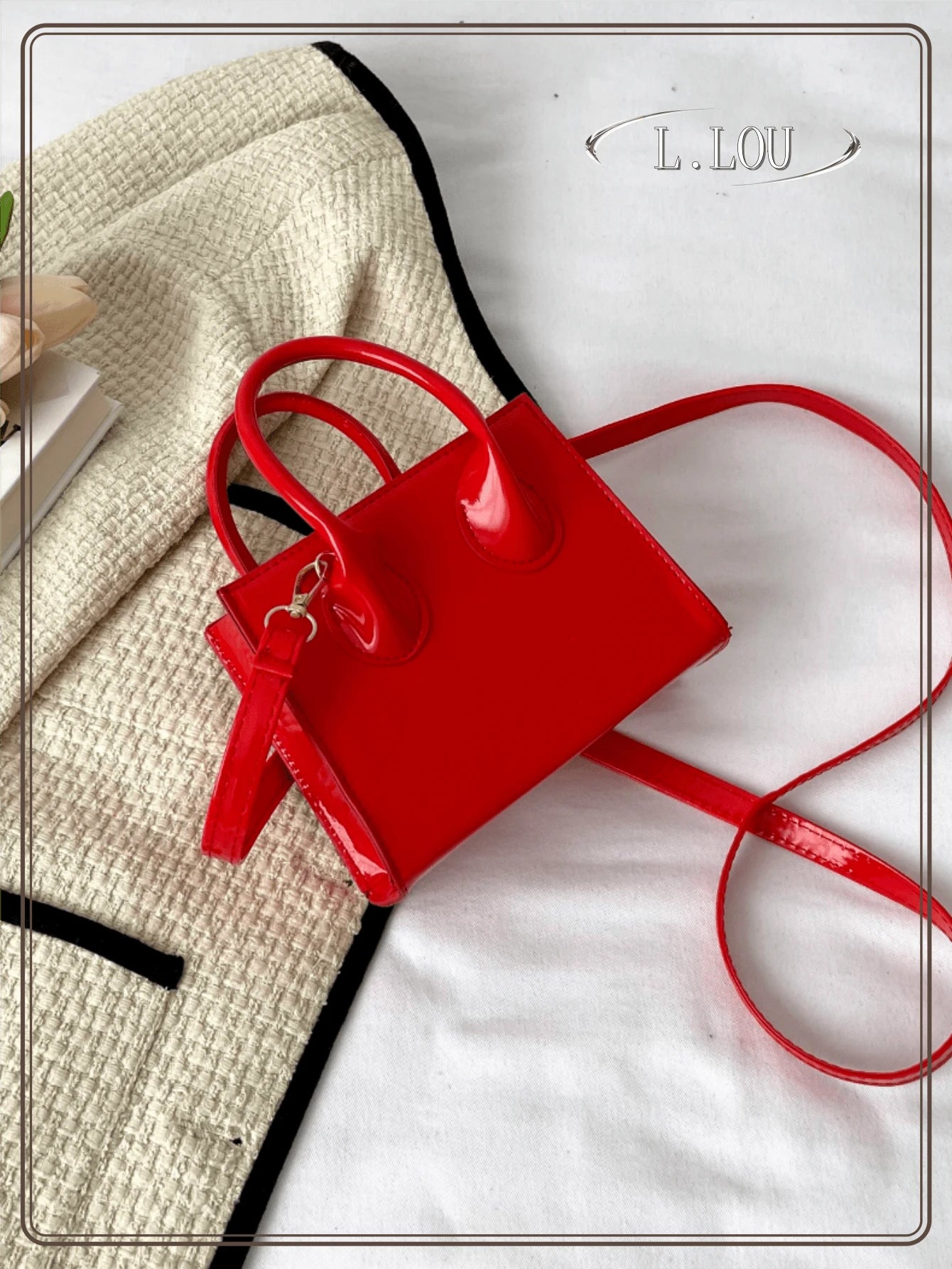 Valentine'S Day Gifts Mini Fashionable Solid Color PU Leather Handbag & Crossbody Bag, Lipstick Pouch