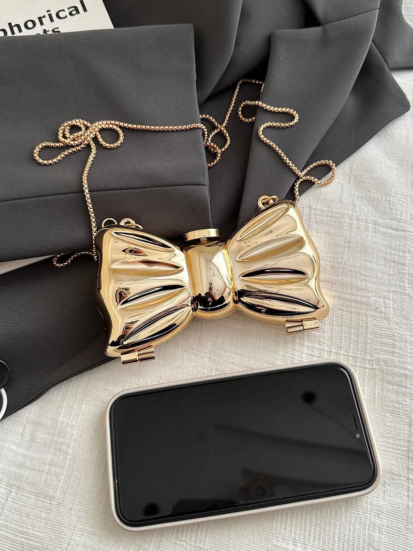 1Pc Acrylic Bow Shaped Mini Evening Bag, Women Fashion Chain Strap Crossbody Clutch Purse for Party and Date, Perfect for Party Wedding Prom Dinner/Banquet, Matching with Holiday Party Dress Evening Dress & Sequin Dress, Perfect Valentines Day Gift for Her, Perfectly Matching with New Years Outfit, Best Valentine'S Gift Choice Ever Valentines