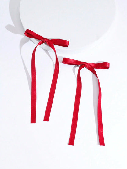 2Pcs Ballet Style Women'S Simple Ribbon Bow Hair Clip, Suitable for Any Occasion Cute Flower Clip Valentine'S Day Valentines