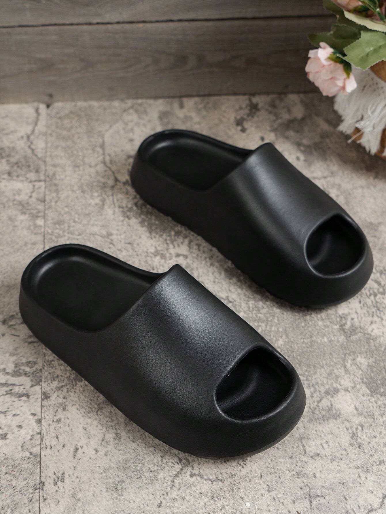 Women Simple and Comfortable Open Toe Plastic Slippers, Lightweight Waterproof Anti-Skid Thick-Soled Sandals, Suitable for Wearing in Bathroom, Student Dormitory, Swimming Pool, Beach