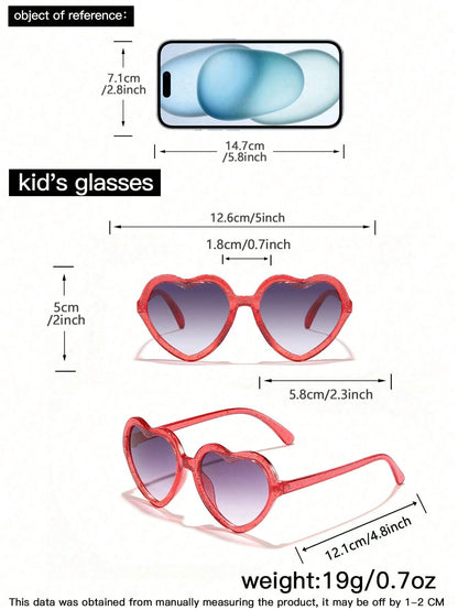 4 PCS Children'S 4-8Y Love Frame and Large Square Frame Fashion Glasses for Daily Outings and Dress Up