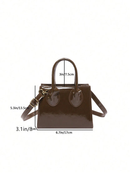 Valentine'S Day Gifts Mini Fashionable Solid Color PU Leather Handbag & Crossbody Bag, Lipstick Pouch