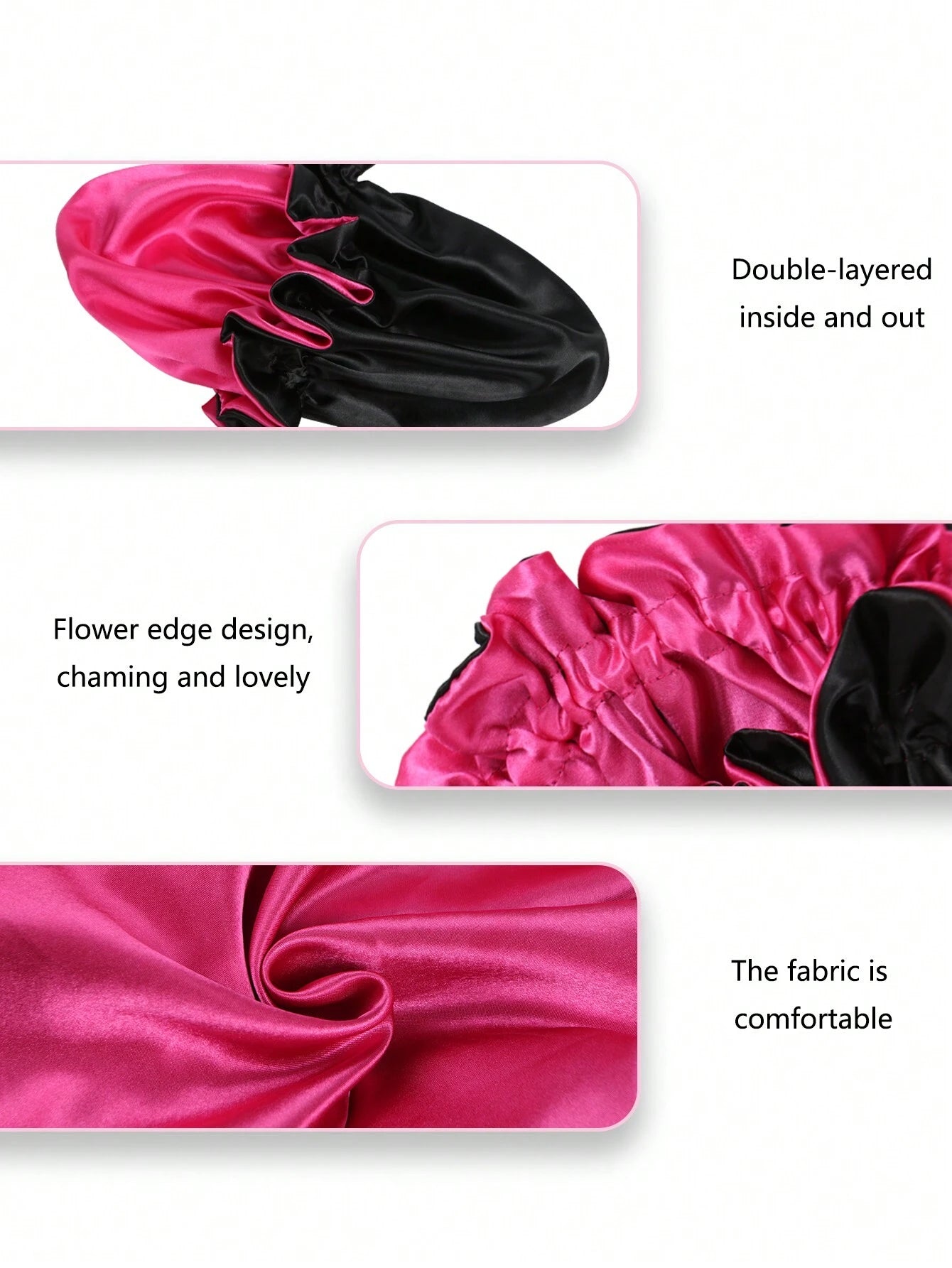 Color Block Satin Sleeping Hat Silk Bonnet Satin Bonnet Valentine'S Day