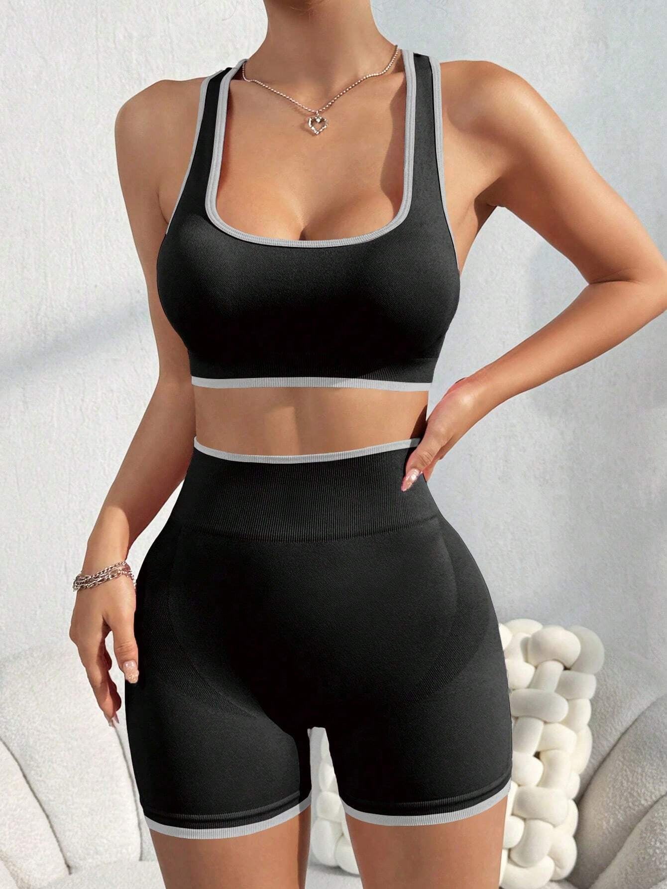 Sport Studio Ribbed Knit Wideband Waist Sports Set Workout Women Set