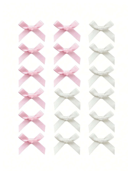 18Pcs Cute & Elegant White Ribbon Bow Hair Clips for Little Girls in Ballet Style