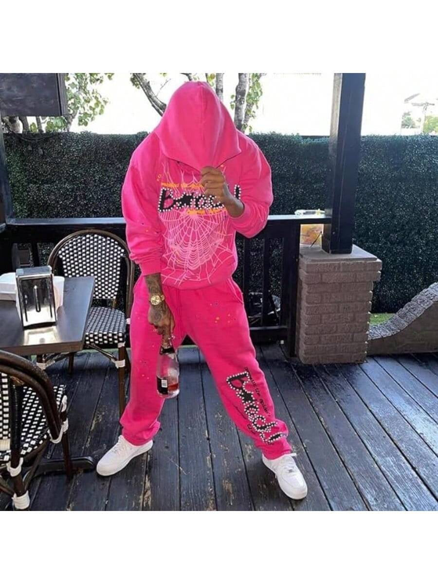 Hip Hop Spider Hoodies Set Y2K Hoodie Tracksuit Pullover Sweatshirt for Women Men Matching Hoodies for Couples