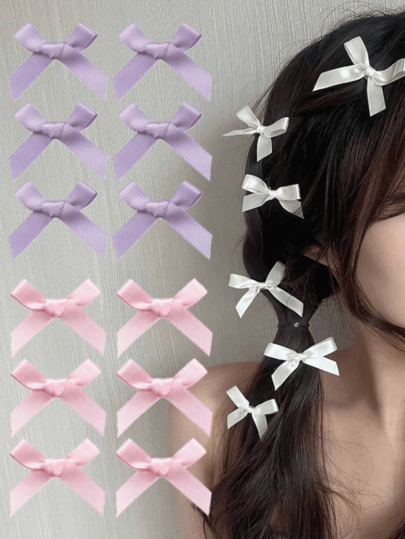 18Pcs Cute & Elegant White Ribbon Bow Hair Clips for Little Girls in Ballet Style