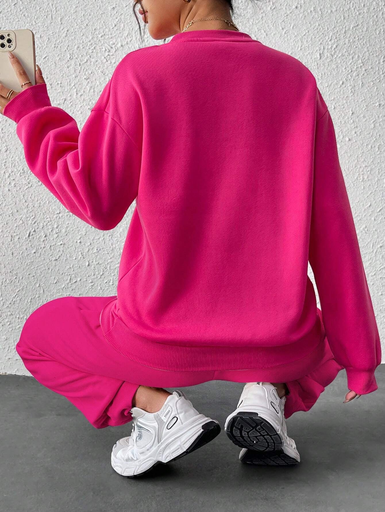 Women'S Cross Printed Long Sleeve Sweatshirt and Sweatpants Tracksuit Set