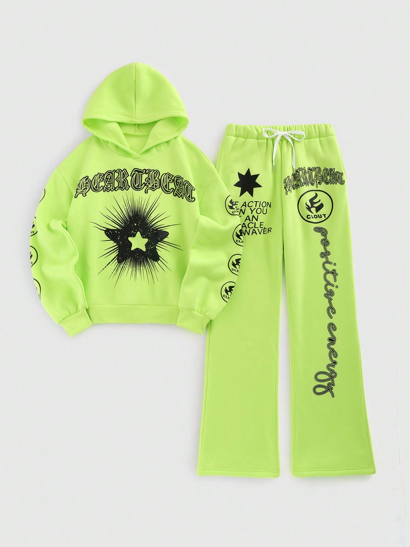 Streethx Hooded Sweatshirt and Pants Set with Printed Pattern