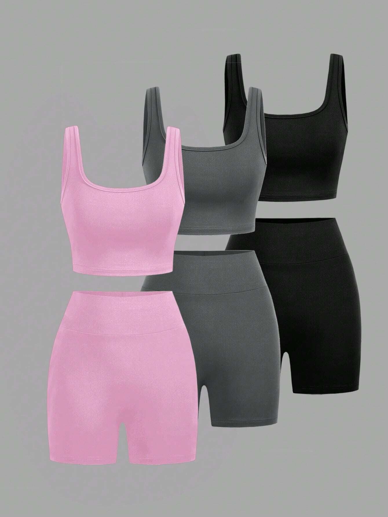 Ezwear Women'S Sports Set, 3Pcs, Including Round-Neck Vest and Shorts