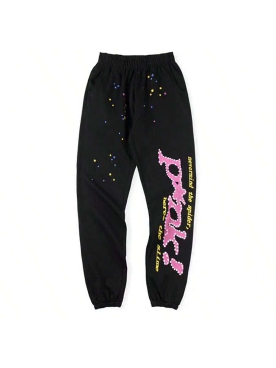 Never Mind the Spider, Here'S the Slime, Hip Pop Graphic Pants Printing Casual Sweatpants