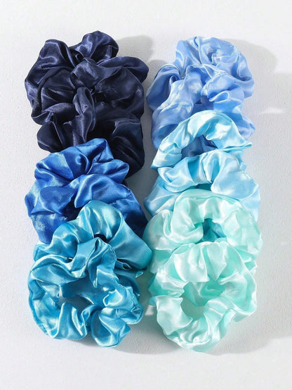 30 Pcs Random Color Satin Scrunchies Hair Ties for Girls, Elastic Hair Bands with Colorful Ribbons, Ponytail Holders for Daily Use