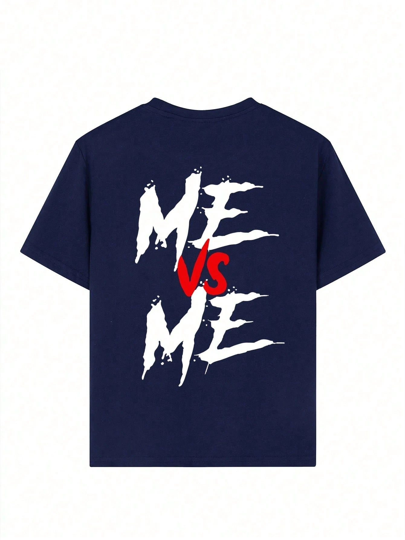 1Pc Tween Boys Me Vs Me Graphic Print Short Sleeve T-Shirt, Suitable for Male Student Summer Wear