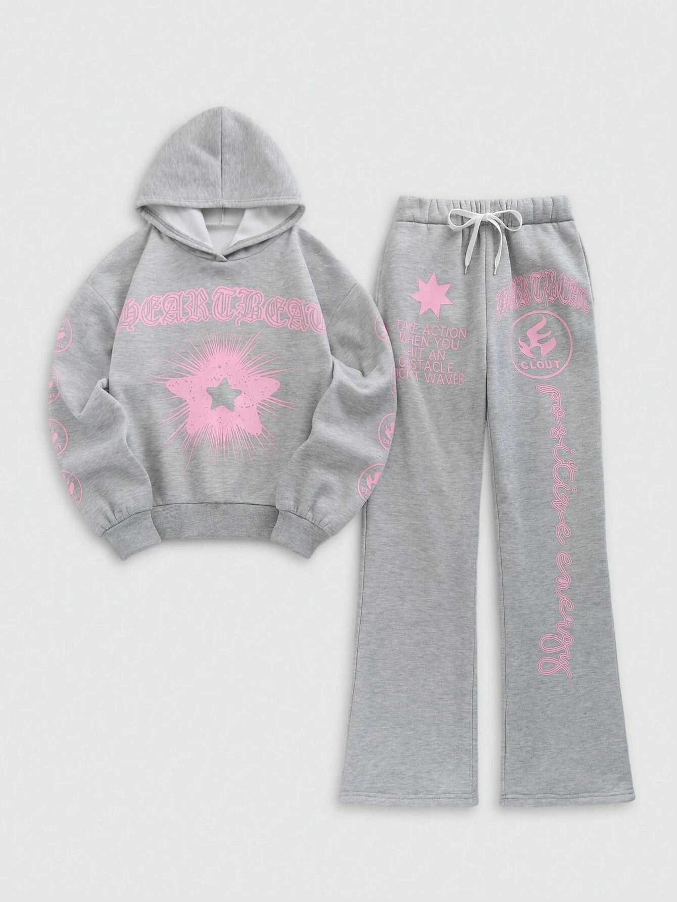 Streethx Hooded Sweatshirt and Pants Set with Printed Pattern