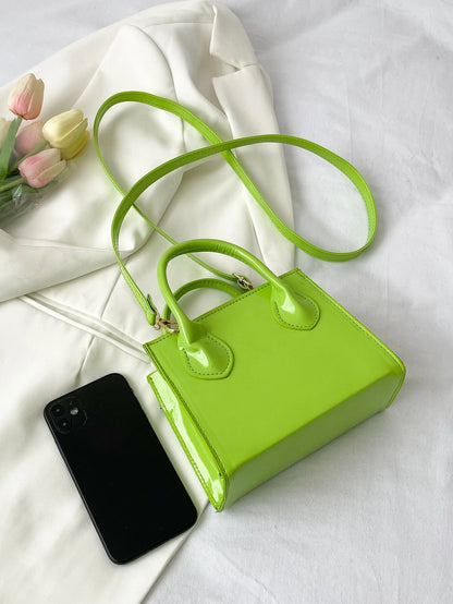 Valentine'S Day Gifts Mini Fashionable Solid Color PU Leather Handbag & Crossbody Bag, Lipstick Pouch