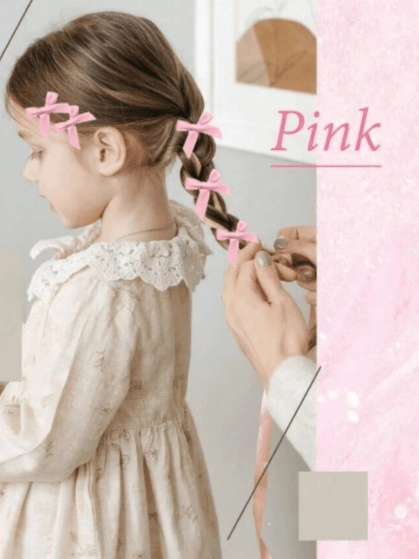 18Pcs Cute & Elegant White Ribbon Bow Hair Clips for Little Girls in Ballet Style