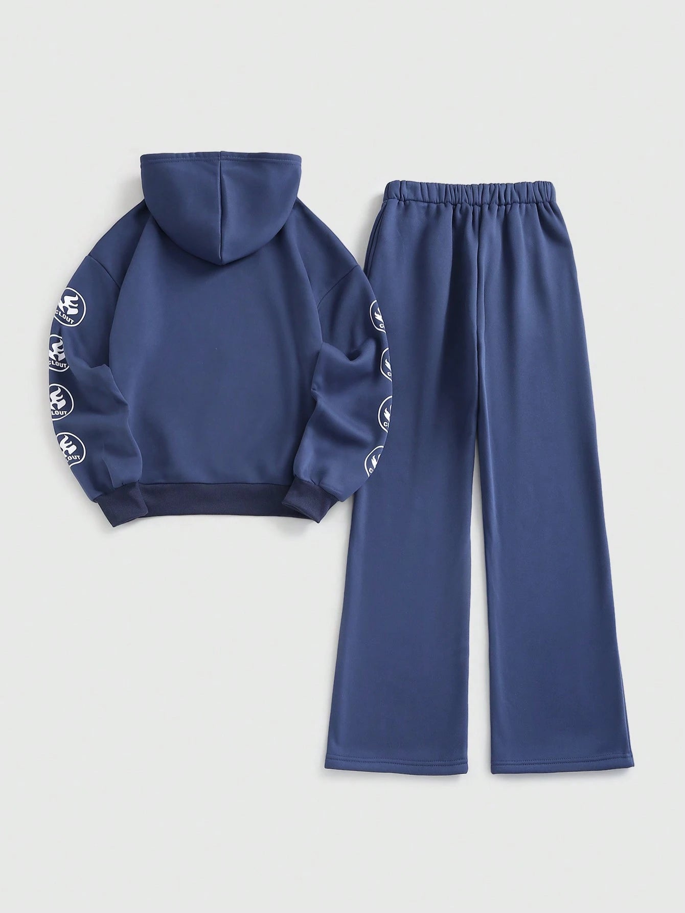 Streethx Hooded Sweatshirt and Pants Set with Printed Pattern