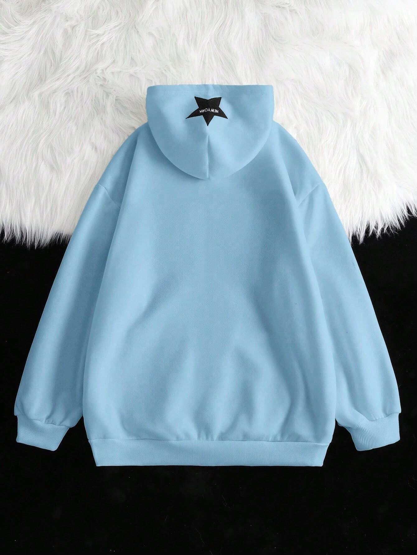 INAWLY Women Autumn and Winter Letter Print Zipper Placket Long Sleeve Hooded Sweatshirt,Long Sleeve Tops