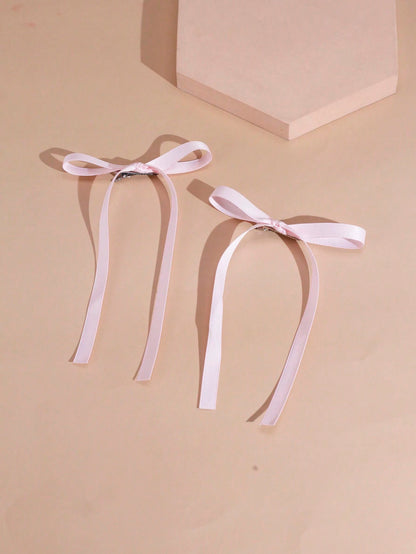 2Pcs Ballet Style Women'S Simple Ribbon Bow Hair Clip, Suitable for Any Occasion Cute Flower Clip Valentine'S Day Valentines