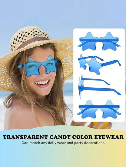 Star Shaped Frameless Fashion Glasses Transparent Candy Color Glasses Asymmetric One-Piece Fun Party Glasses Teenagers Adults, Frameless Star Shaped Fashion Glasses Girls Fashion Glasses Boys Candy Color Star Glasses Fashion Glasses Colored Glasses, Fashionable and Cute Frameless Fashion Glasses, Suitable for Boys and Girls Outdoor Sports Party Vacation Travel Supplies Photo Props