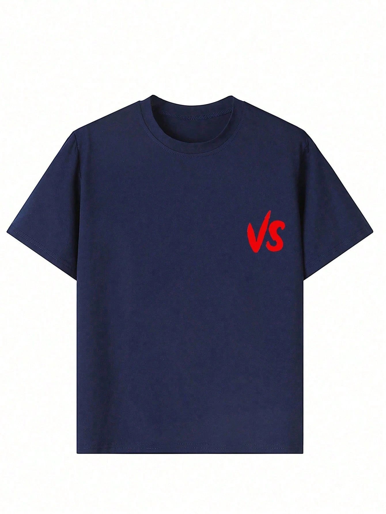 1Pc Tween Boys Me Vs Me Graphic Print Short Sleeve T-Shirt, Suitable for Male Student Summer Wear