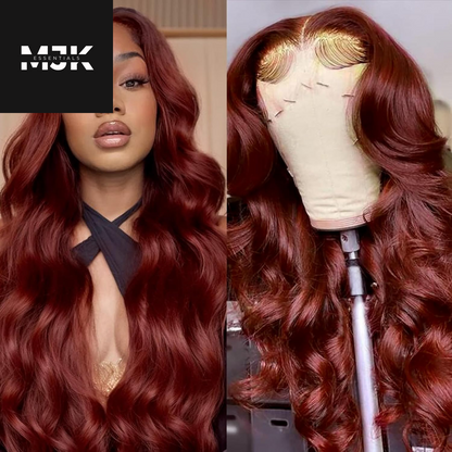 30Inch 13X6 Chocolate Brown Body Wave Lace Front Wigs Human Hair Pre Plucked with Baby Hair 180% Density Full Lace Human Hair Wigs HD Transparent Lace Frontal Wigs for Women Colored Wigs