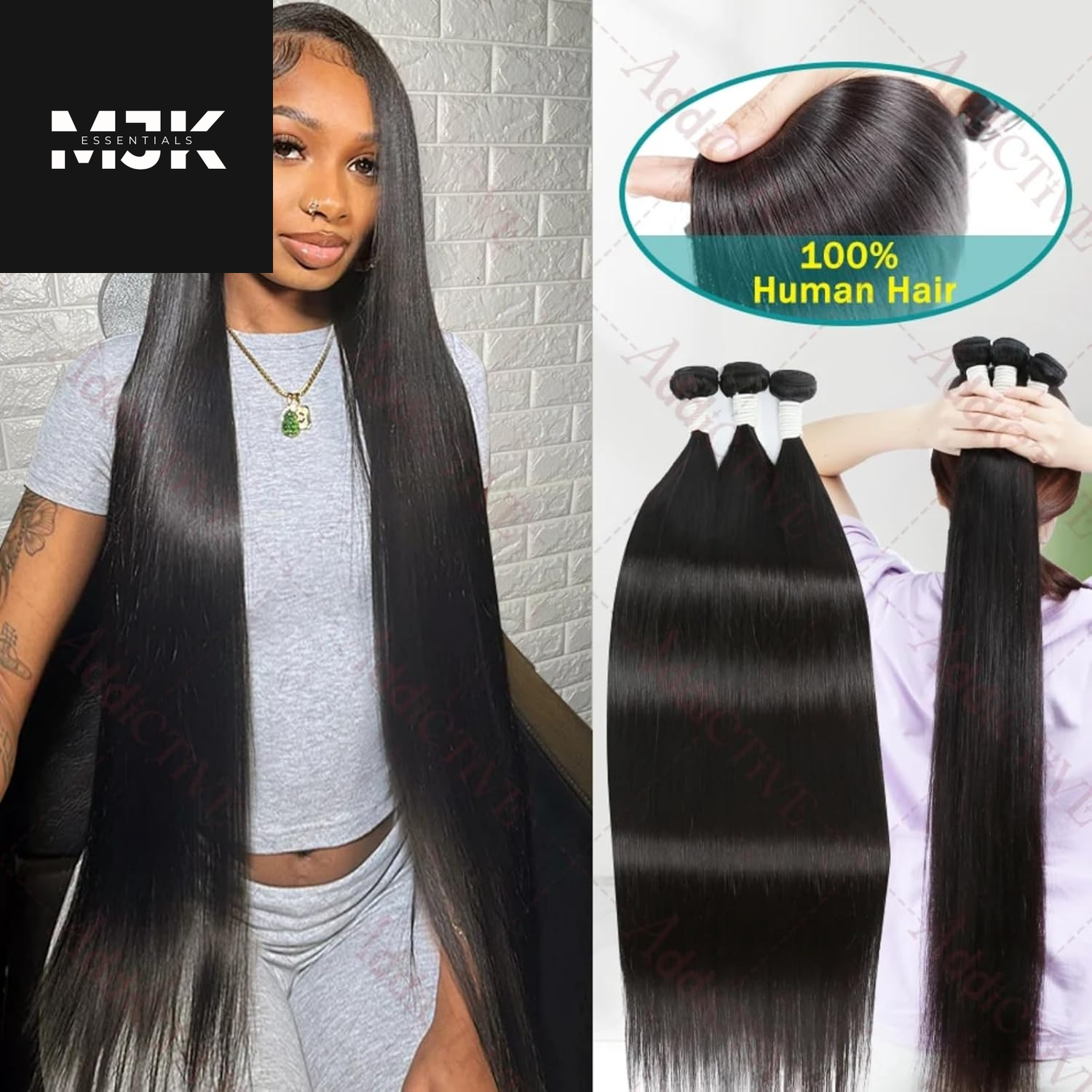 Human Hair Bundles Straight 3 Bundles Human Hair 24 26 28 Inch 100% Unprocessed 12A Brazilian Virgin Hair Bundles Weave Straight Human Hair Extensions