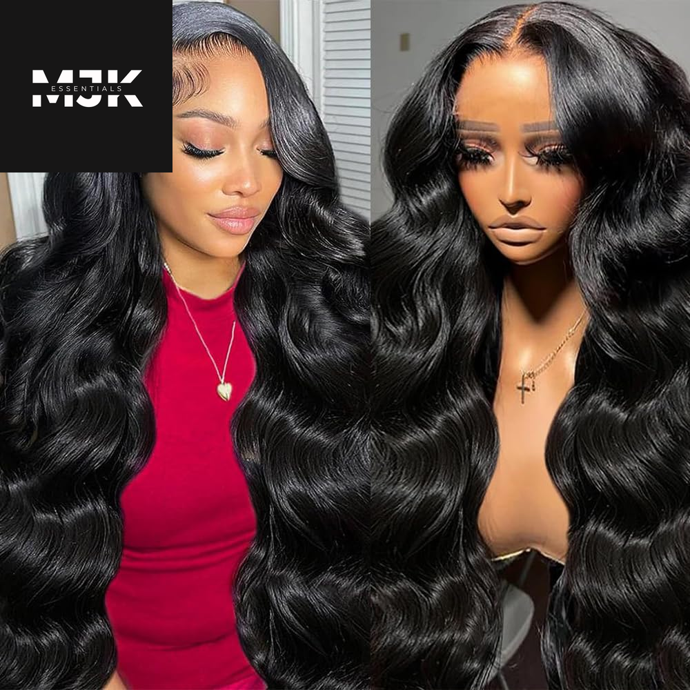 30 Inch 13X6 Lace Front Wigs Human Hair Body Wave Human Hair Wig HD Lace Frontal Glueless Wigs Human Hair Pre Plucked with Baby Hair 180 Density Natural Black