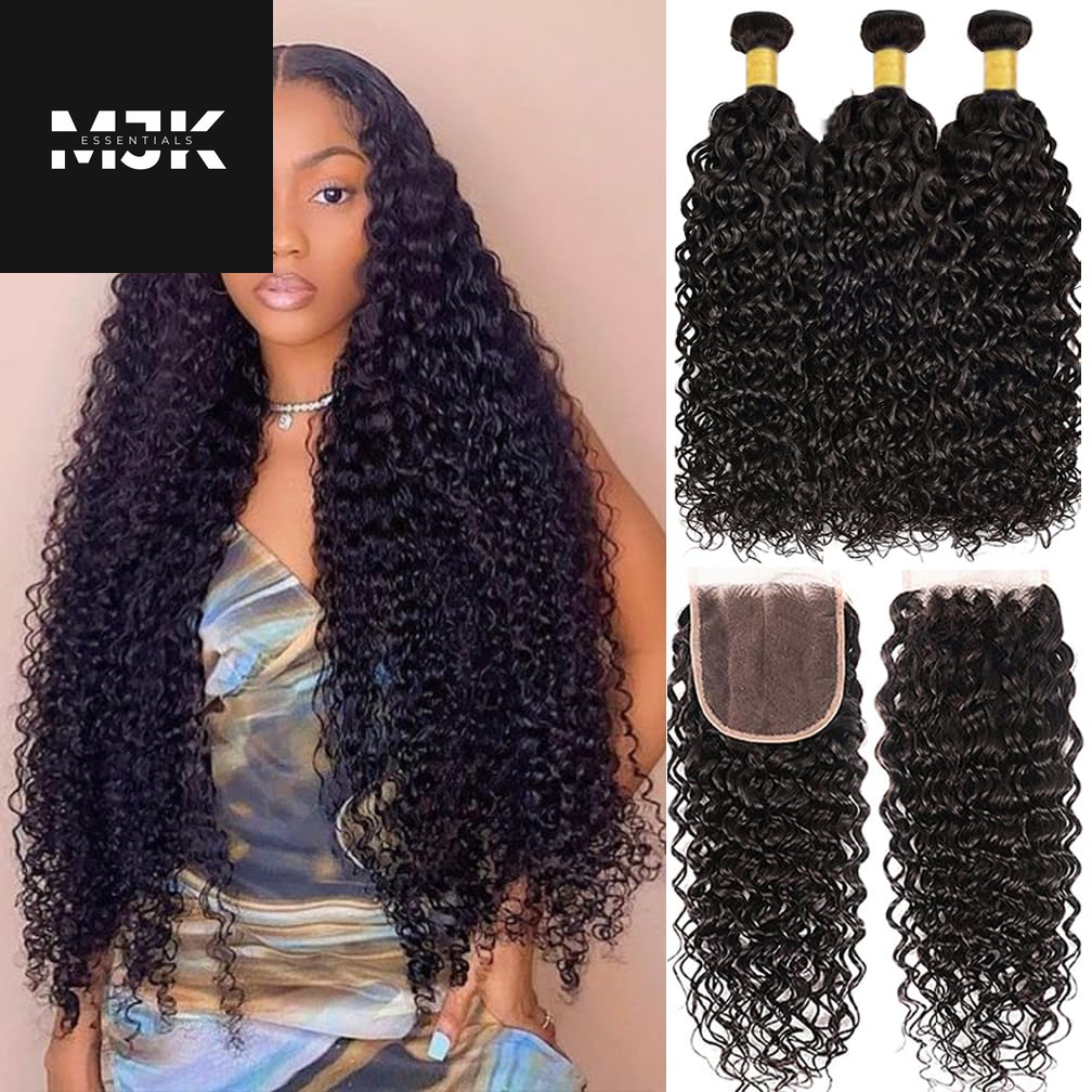 Loose Deep Wave Bundles Human Hair 4 Bundles 20 22 24 26 Inch 100% Unprocessed Brazilian Virgin Human Hair Bundles, Loose Deep Wave 4 Bundles, Can Be Dyed and Bleached Natural Black