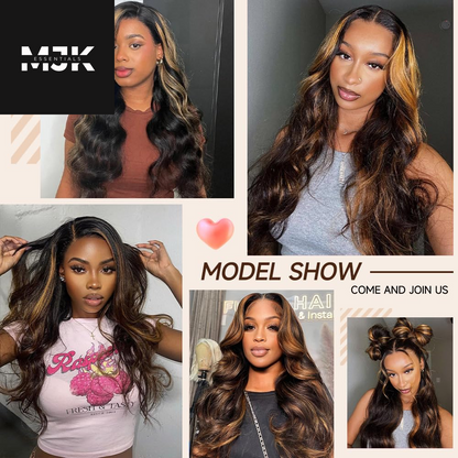 28 Inch Ombre Lace Front Wig Human Hair 1B/30 Body Wave Highlight Lace Front Wigs Human Hair Colored 13X4 Ombre Brown Wig Human Hair 200% Density Glueless HD Lace Frontal Wigs Human Hair